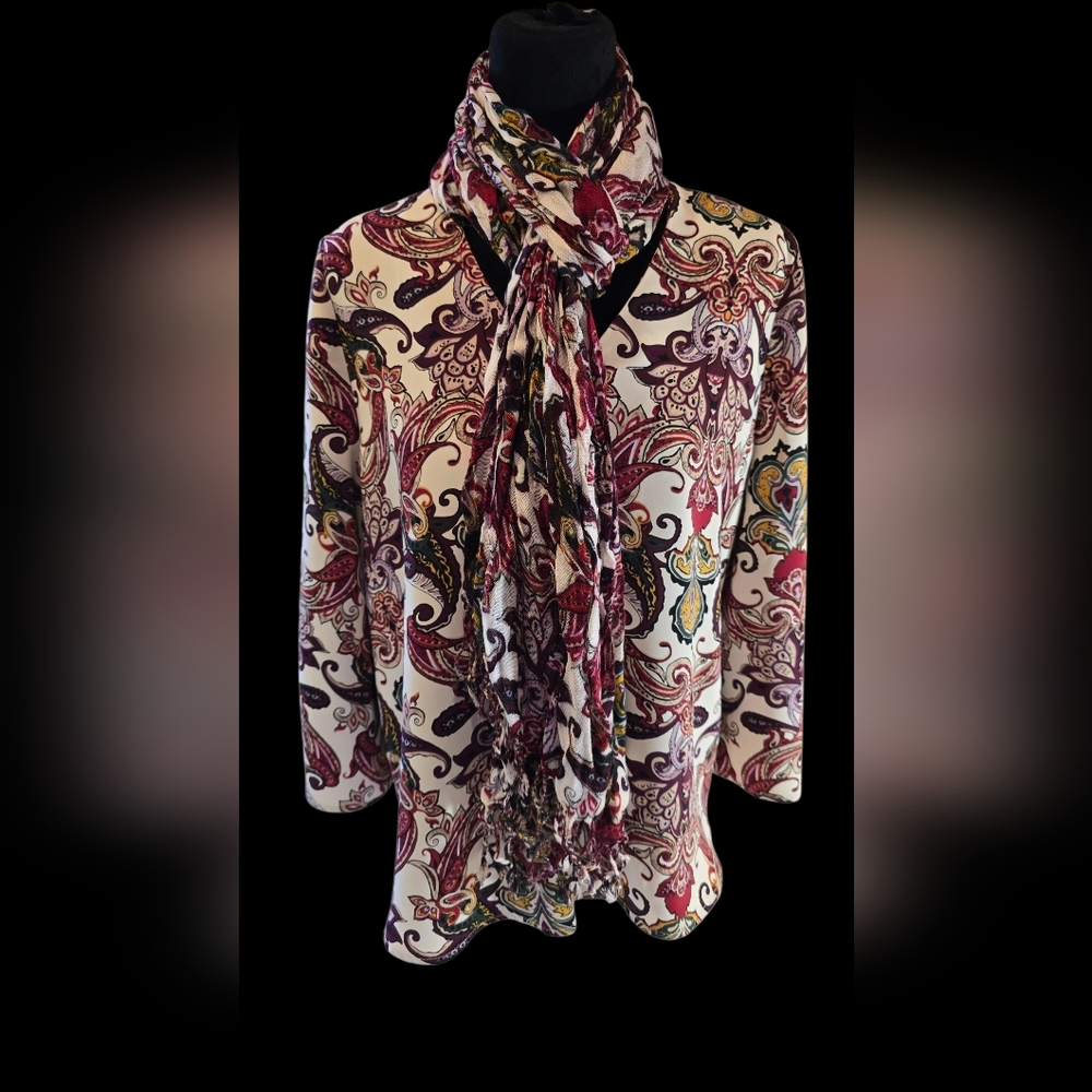 Chicos Top With Matching Scarf Chicos 1P Or Med Petite